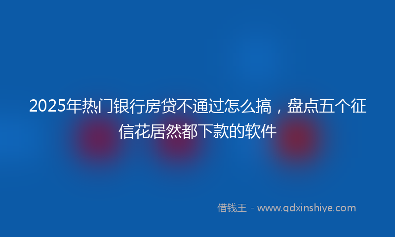 2025年热门银行房贷不通过怎么搞，盘点五个征信花居然都下款的软件