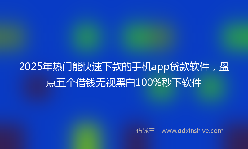 2025年热门能快速下款的手机app贷款软件，盘点五个借钱无视黑白100%秒下软件