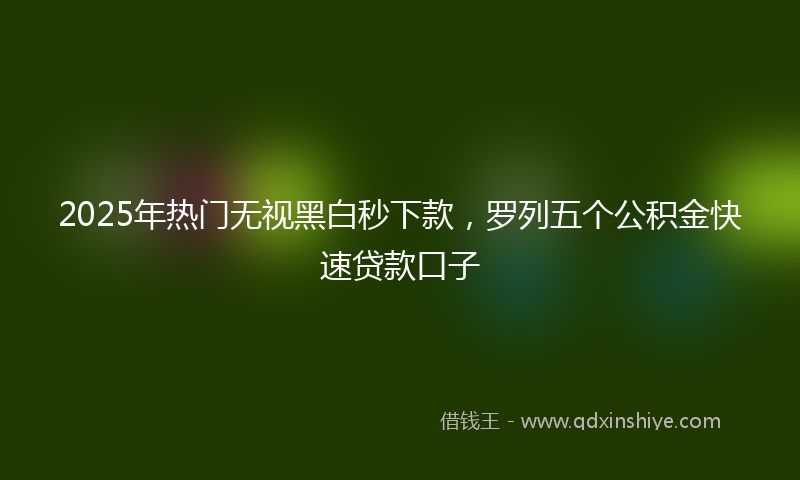 2025年热门无视黑白秒下款，罗列五个公积金快速贷款口子
