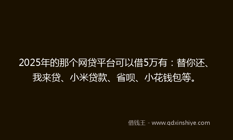 2025年的那个网贷平台可以借5万有：替你还、我来贷、小米贷款、省呗、小花钱包等。