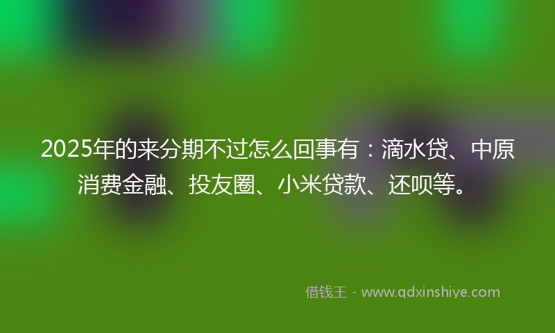 2025年的来分期不过怎么回事有：滴水贷、中原消费金融、投友圈、小米贷款、还呗等。