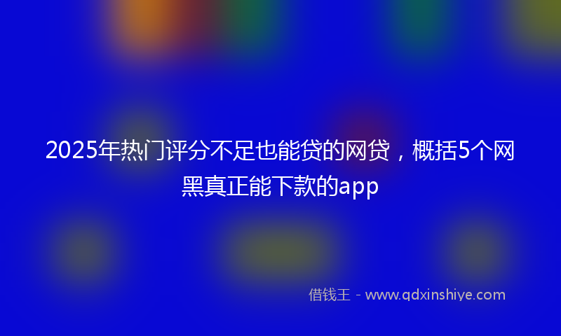 2025年热门评分不足也能贷的网贷，概括5个网黑真正能下款的app