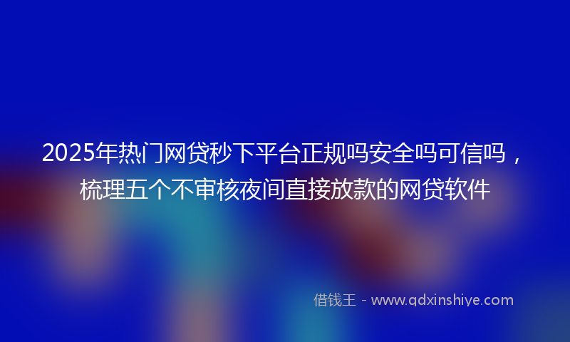 2025年热门网贷秒下平台正规吗安全吗可信吗，梳理五个不审核夜间直接放款的网贷软件