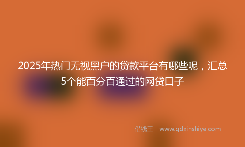 2025年热门无视黑户的贷款平台有哪些呢，汇总5个能百分百通过的网贷口子