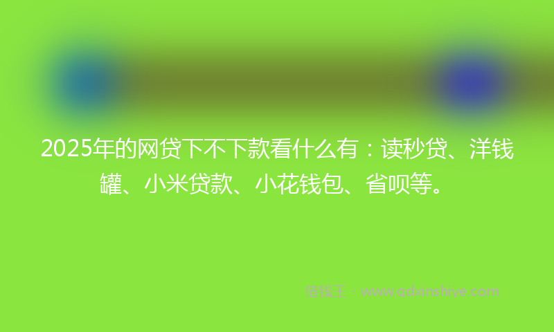 2025年的网贷下不下款看什么有：读秒贷、洋钱罐、小米贷款、小花钱包、省呗等。