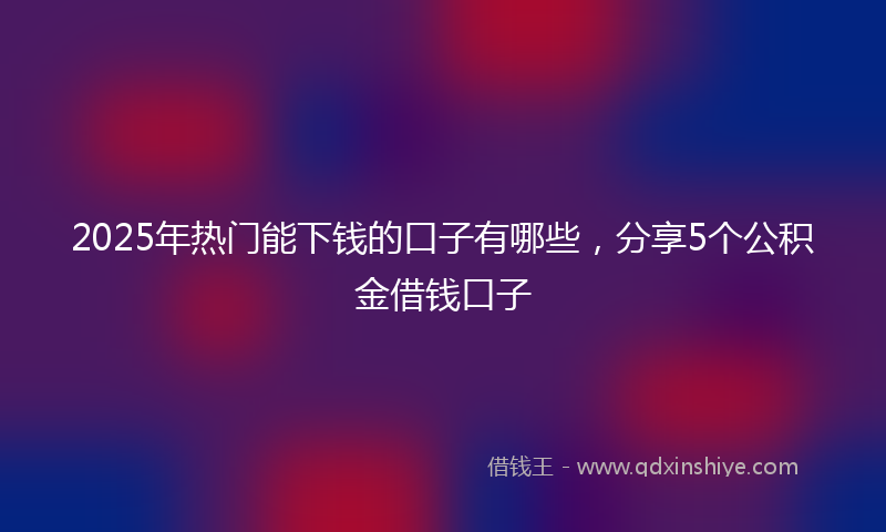 2025年热门能下钱的口子有哪些，分享5个公积金借钱口子