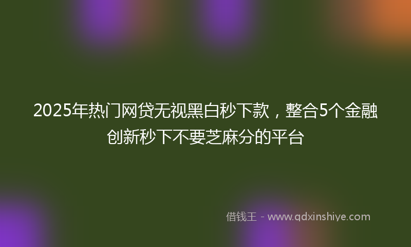 2025年热门网贷无视黑白秒下款，整合5个金融创新秒下不要芝麻分的平台