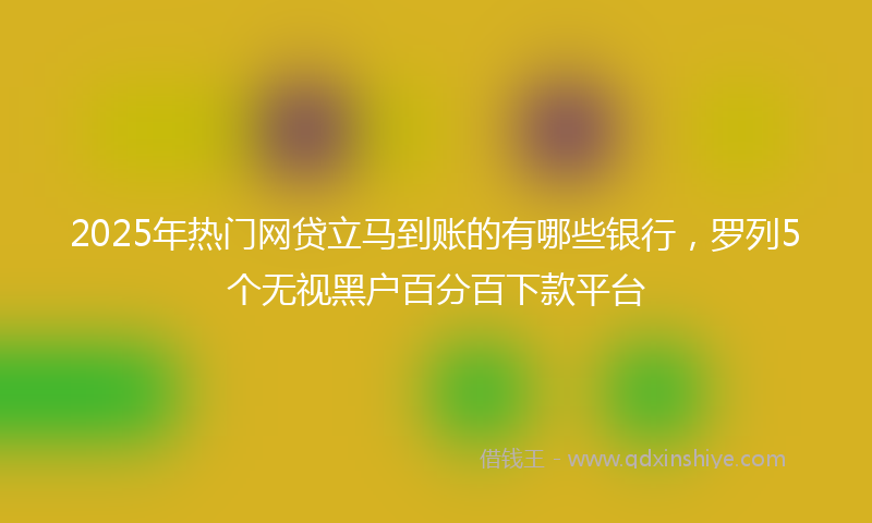 2025年热门网贷立马到账的有哪些银行，罗列5个无视黑户百分百下款平台