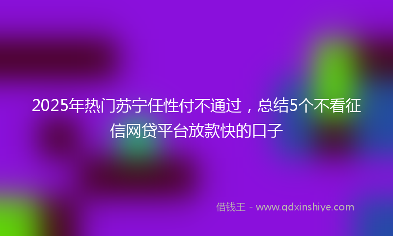 2025年热门苏宁任性付不通过，总结5个不看征信网贷平台放款快的口子