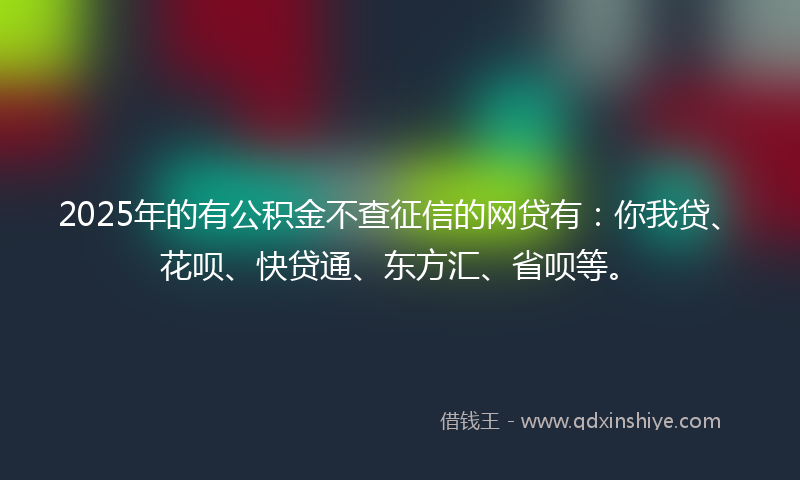 2025年的有公积金不查征信的网贷有：你我贷、花呗、快贷通、东方汇、省呗等。