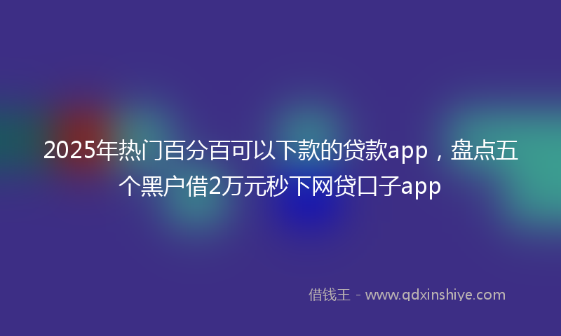 2025年热门百分百可以下款的贷款app，盘点五个黑户借2万元秒下网贷口子app