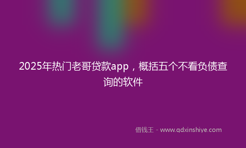 2025年热门老哥贷款app，概括五个不看负债查询的软件