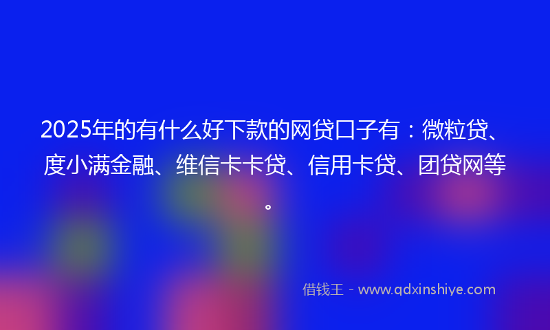 2025年的有什么好下款的网贷口子有：微粒贷、度小满金融、维信卡卡贷、信用卡贷、团贷网等。