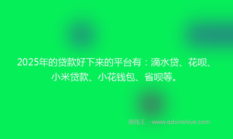 2025年的贷款好下来的平台有：滴水贷、花呗、小米贷款、小花钱包、省呗等。