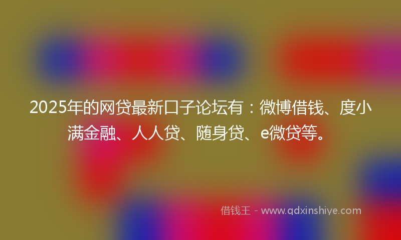 2025年的网贷最新口子论坛有：微博借钱、度小满金融、人人贷、随身贷、e微贷等。