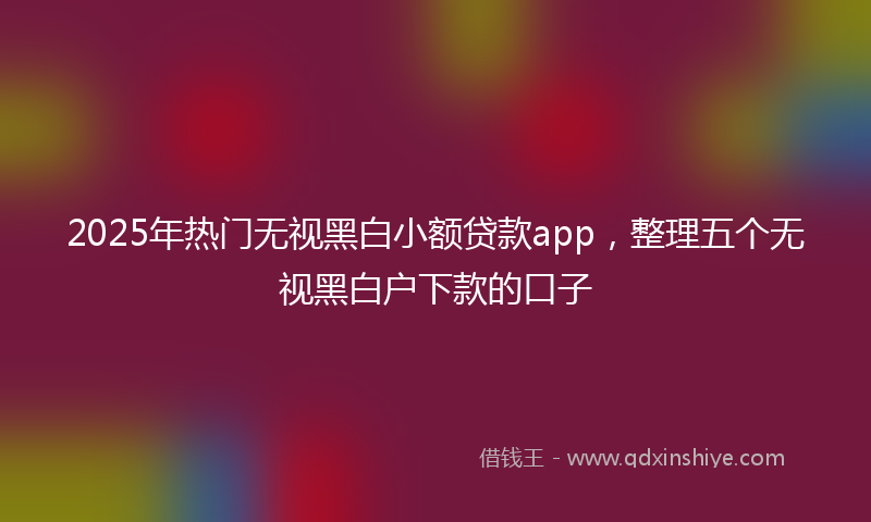 2025年热门无视黑白小额贷款app，整理五个无视黑白户下款的口子