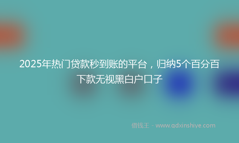 2025年热门贷款秒到账的平台，归纳5个百分百下款无视黑白户口子