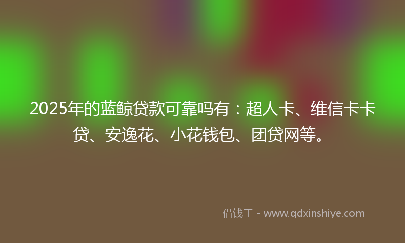 2025年的蓝鲸贷款可靠吗有：超人卡、维信卡卡贷、安逸花、小花钱包、团贷网等。