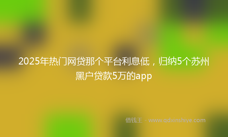 2025年热门网贷那个平台利息低，归纳5个苏州黑户贷款5万的app
