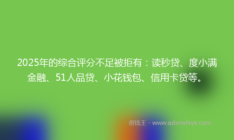 2025年的综合评分不足被拒有：读秒贷、度小满金融、51人品贷、小花钱包、信用卡贷等。