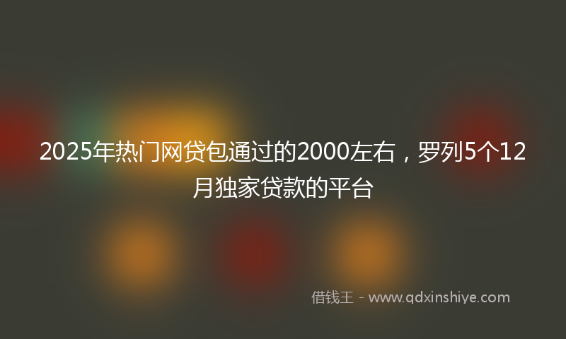 2025年热门网贷包通过的2000左右，罗列5个12月独家贷款的平台