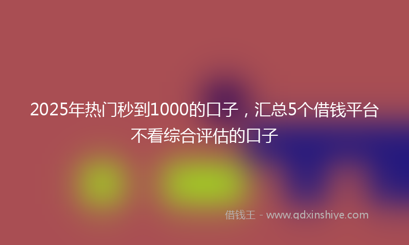 2025年热门秒到1000的口子，汇总5个借钱平台不看综合评估的口子