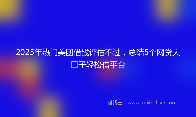 2025年热门美团借钱评估不过，总结5个网贷大口子轻松借平台