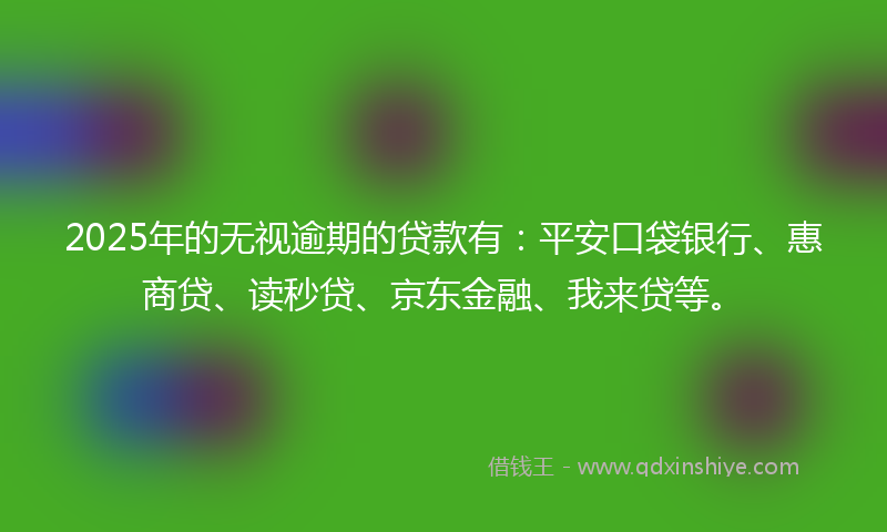 2025年的无视逾期的贷款有：平安口袋银行、惠商贷、读秒贷、京东金融、我来贷等。