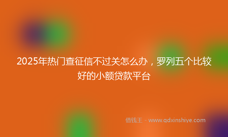 2025年热门查征信不过关怎么办，罗列五个比较好的小额贷款平台