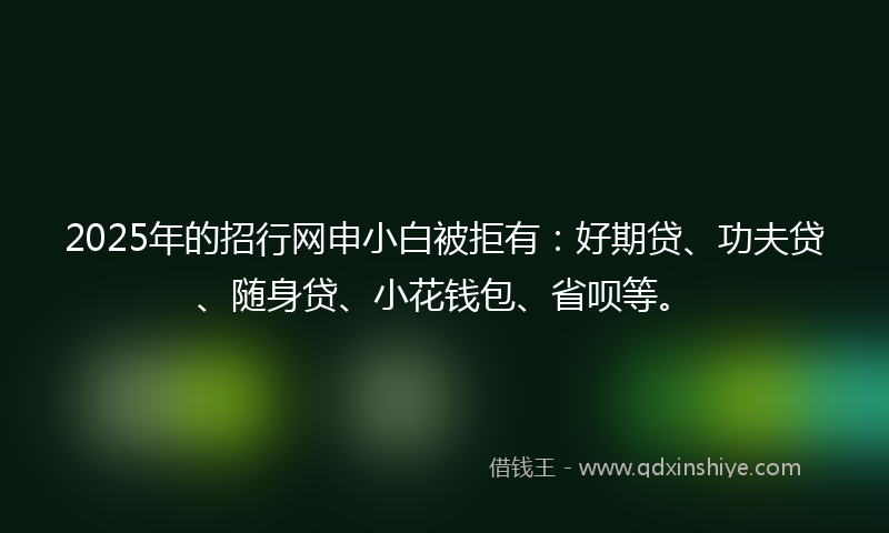 2025年的招行网申小白被拒有：好期贷、功夫贷、随身贷、小花钱包、省呗等。