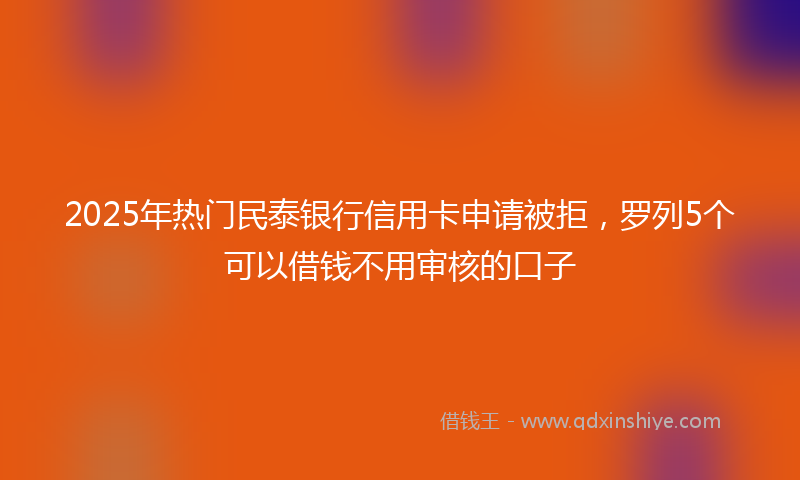 2025年热门民泰银行信用卡申请被拒，罗列5个可以借钱不用审核的口子