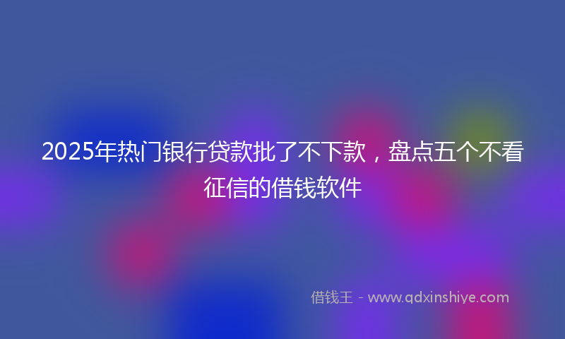 2025年热门银行贷款批了不下款，盘点五个不看征信的借钱软件