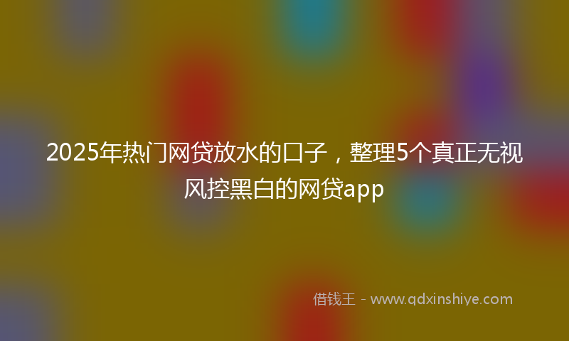 2025年热门网贷放水的口子，整理5个真正无视风控黑白的网贷app