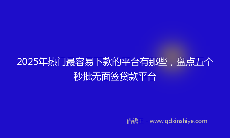 2025年热门最容易下款的平台有那些，盘点五个秒批无面签贷款平台