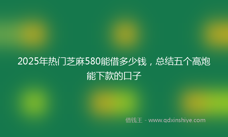2025年热门芝麻580能借多少钱，总结五个高炮能下款的口子