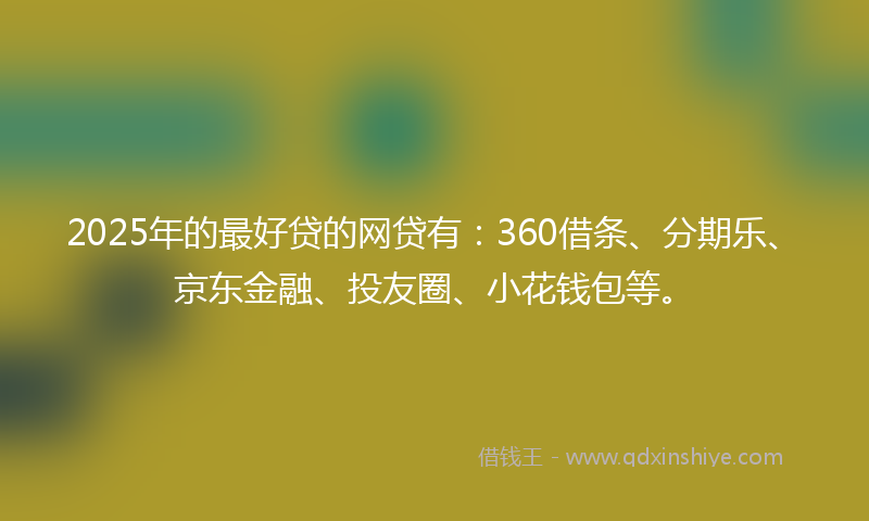 2025年的最好贷的网贷有：360借条、分期乐、京东金融、投友圈、小花钱包等。