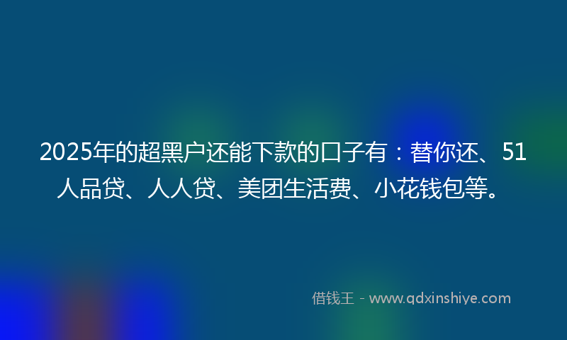2025年的超黑户还能下款的口子有：替你还、51人品贷、人人贷、美团生活费、小花钱包等。