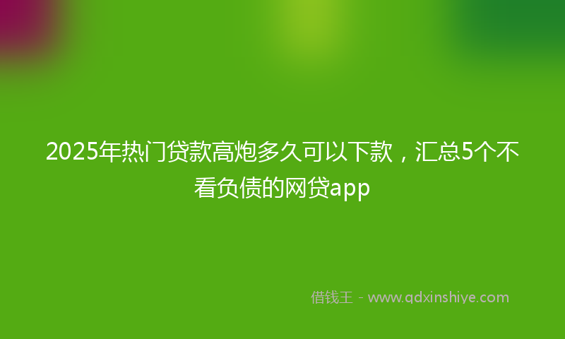 2025年热门贷款高炮多久可以下款，汇总5个不看负债的网贷app