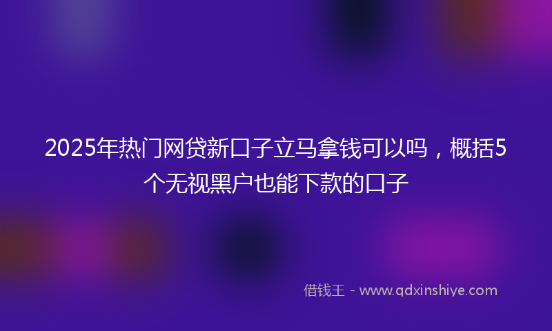 2025年热门网贷新口子立马拿钱可以吗，概括5个无视黑户也能下款的口子