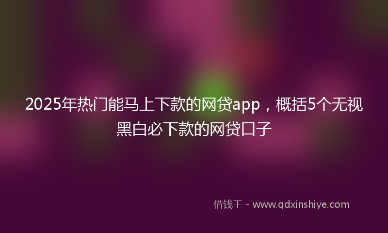 2025年热门能马上下款的网贷app，概括5个无视黑白必下款的网贷口子