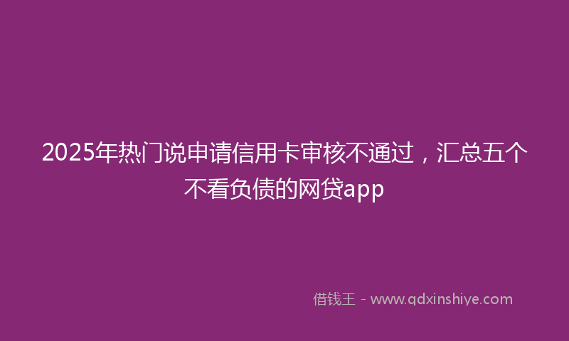 2025年热门说申请信用卡审核不通过，汇总五个不看负债的网贷app