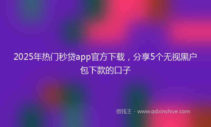 2025年热门秒贷app官方下载，分享5个无视黑户包下款的口子