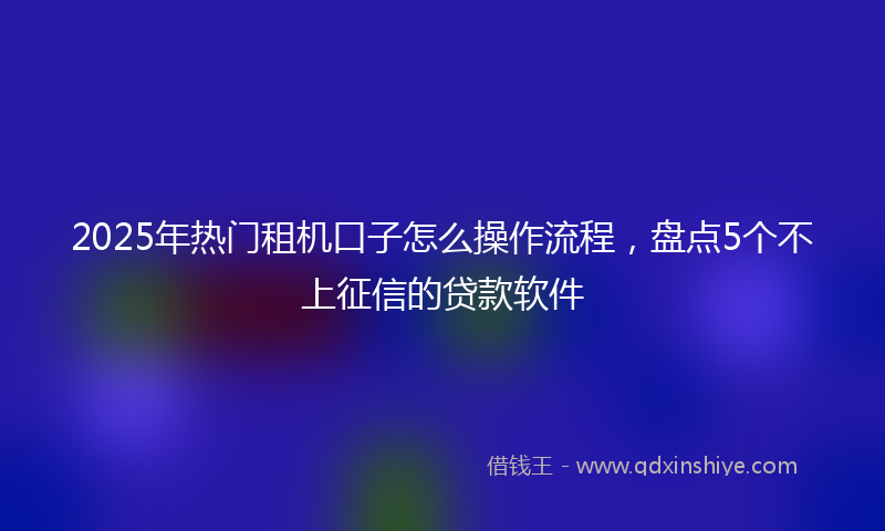 2025年热门租机口子怎么操作流程，盘点5个不上征信的贷款软件