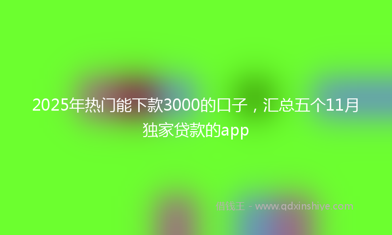2025年热门能下款3000的口子，汇总五个11月独家贷款的app