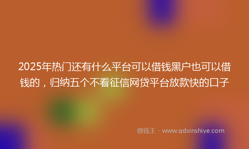 2025年热门还有什么平台可以借钱黑户也可以借钱的，归纳五个不看征信网贷平台放款快的口子