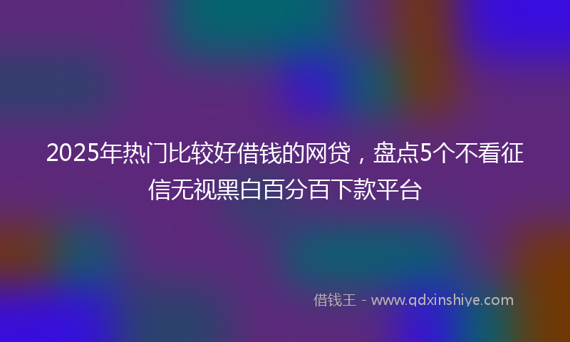 2025年热门比较好借钱的网贷，盘点5个不看征信无视黑白百分百下款平台