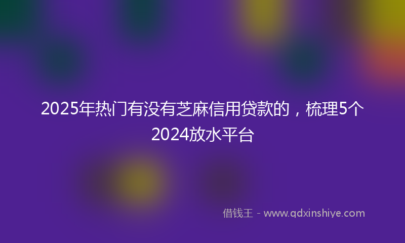 2025年热门有没有芝麻信用贷款的，梳理5个2024放水平台
