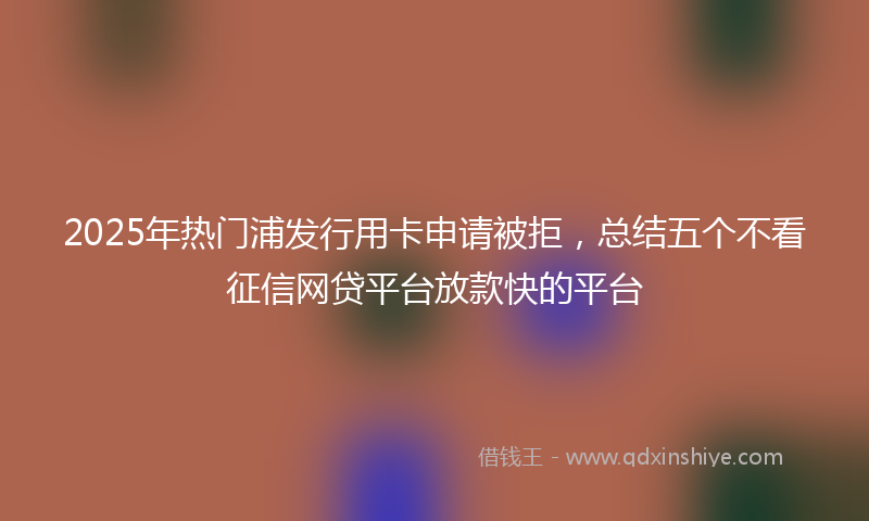 2025年热门浦发行用卡申请被拒，总结五个不看征信网贷平台放款快的平台