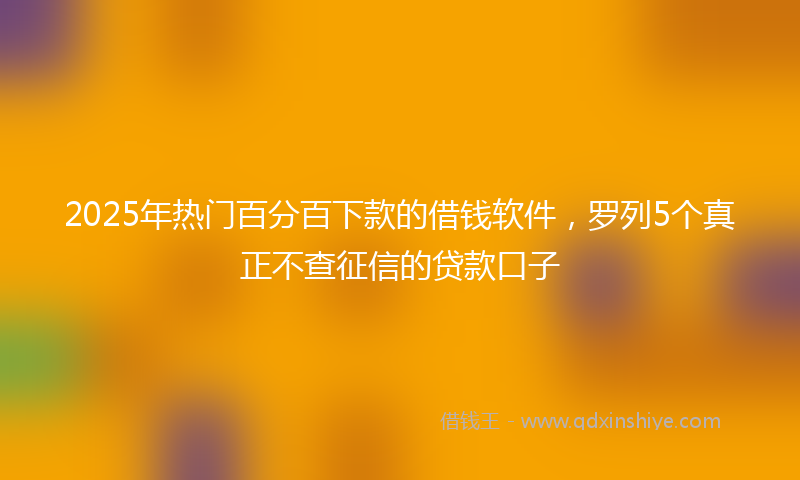 2025年热门百分百下款的借钱软件，罗列5个真正不查征信的贷款口子