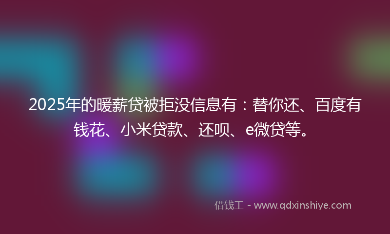 2025年的暖薪贷被拒没信息有：替你还、百度有钱花、小米贷款、还呗、e微贷等。